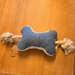 Levi's Denim Bone Dog Toy with Rope